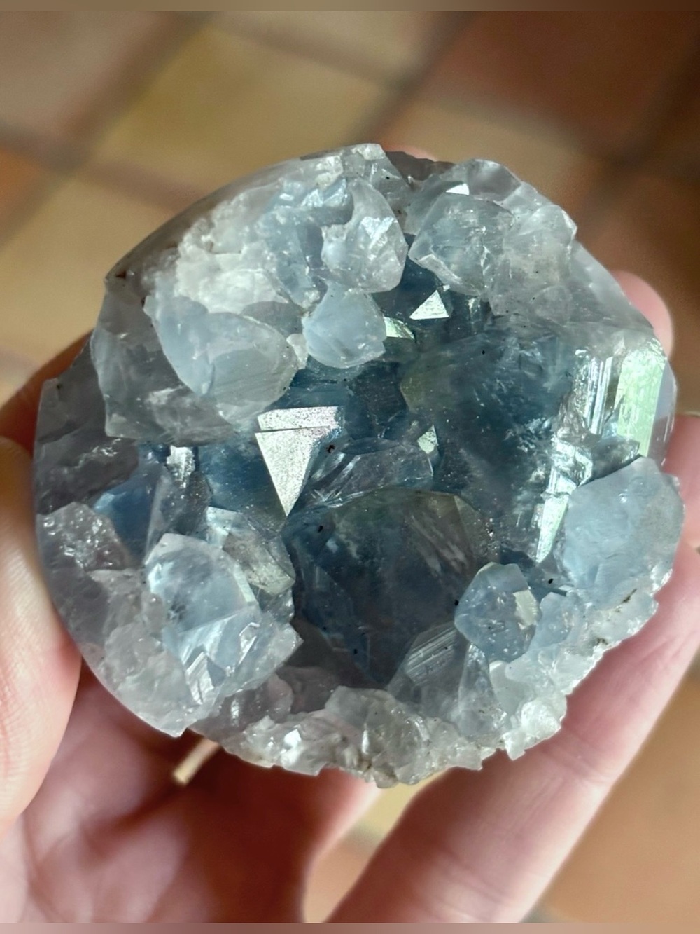Natural Celestite Geode Half Sphere Cluster